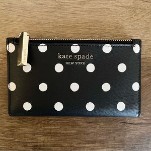 Kate Spade New York Polka Dot Small Slim Bifold Wallet with Pink Interior